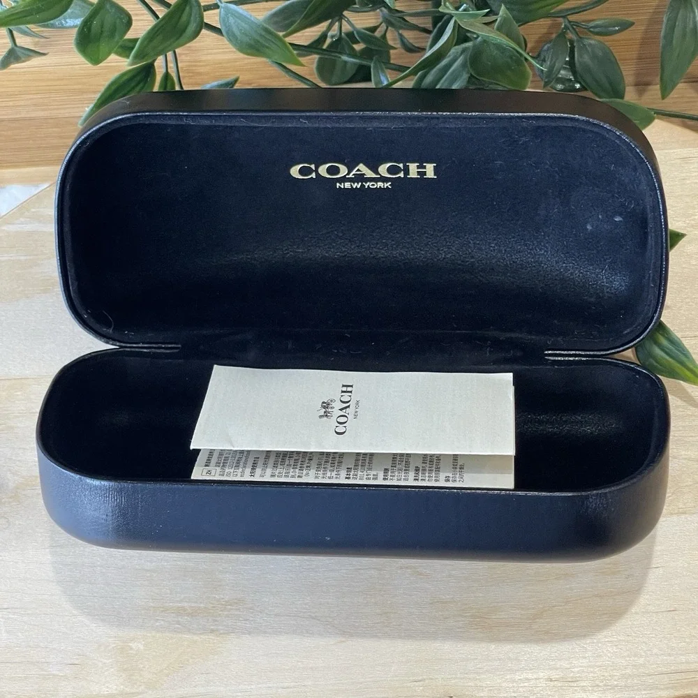 Coach New York Black Hard Sunglasses Case Clamshell Eyeglass Embossed Logo